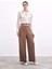Bel Kemerli Saten Krep Pantolon - Camel 1