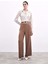 Bel Kemerli Saten Krep Pantolon - Camel 2