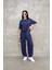 Osy Modal Yumuşak Dokulu Kumaş Oversize Bisiklet Yaka T-Shirt Jogger Eşofman Altı Eşofman Takımı - Lacivert 2