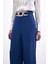 Bel Kemerli Saten Krep Pantolon - Lacivert 5