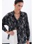 Desenli Saten Gömlek - Siyah 2