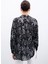 Desenli Saten Gömlek - Siyah 5