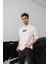 Erkek Baskılı Oversize T-Shirt - Beyaz 1