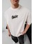 Erkek Baskılı Oversize T-Shirt - Beyaz 2