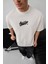 Erkek Baskılı Oversize T-Shirt - Beyaz 4