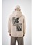 Erkek Another World Baskılı Oversize Hoodie Bej 4