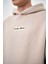 Erkek Another World Baskılı Oversize Hoodie Bej 5