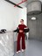 Osy Modal Yumuşak Dokulu Kumaş Kısa Kollu Crop Alt Ispanyol Paça Pantalon Ikili Takım - Bordo 2