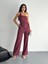 Asimetrik Crop Pantalon Ikili Takım - Gül Kurusu 5