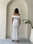 Gül Detaylı Dantel Dokuma Dantel Gübür Abiye Bluz Krem JB261548977 5