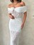 Gül Detaylı Dantel Dokuma Dantel Gübür Abiye Bluz Krem JB261548977 4