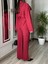 Kadın Bordo Bel Kuşaklı Kimono ve Pantolon Ikili Takım Krinkıl Kumaş Tiril Alt Üst Takım 4