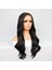 Siyah Uzun Hafif Dalgalı Fiber Sentetik Tül Peruk 2