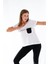 724100_Yeni sezon Kadın Baskılı açık Yuvarlak Yakalı Göğüs Cepli Kısa Kollu Spor Beyaz Tshirt 4