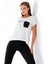 724100_Yeni sezon Kadın Baskılı açık Yuvarlak Yakalı Göğüs Cepli Kısa Kollu Spor Beyaz Tshirt 3
