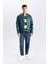 Su İtici Slim Fit Dar Kesim Dik Yaka Fermuarlı Suni Deri Mont D8525AX25SP 4