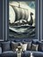 Viking Gemisi Dekoratif Kanvas - Mdf Ahşap Tablo 4