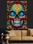 Renkli Kafatası Dekoratif Kanvas - Mdf Ahşap Tablo 4