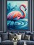 Pembe Flamingo Dekoratif Kanvas - Mdf Ahşap Tablo 4