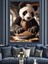 Yemek Yapan Panda Dekoratif Kanvas - Mdf Ahşap Tablo 1