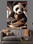 Yemek Yapan Panda Dekoratif Kanvas - Mdf Ahşap Tablo 3