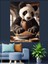 Yemek Yapan Panda Dekoratif Kanvas - Mdf Ahşap Tablo 4