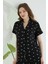 Siyah Bow Önden Düğmeli Şortlu Pijama Takımıı 3