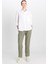 Relaxed Fit Geniş Kesim Keten Karışımlı Beyaz Gömlek 3