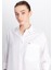 Relaxed Fit Geniş Kesim Keten Karışımlı Beyaz Gömlek 4