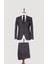 Erkek Slim Fit Mono Yaka Füme Yelekli Takım Elbise 2