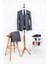 Erkek Slim Fit Sivri Yaka Açık Gri Yelekli Takım Elbise 1