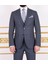 Erkek Slim Fit Sivri Yaka Füme Ekose Yelekli Kombin Takım Elbise 5