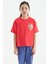 T13KG-75127_01 Kız Garson Oversize T-Shirt O Yaka Suprem 3