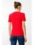 Kadın V Yaka Kaşkorse Pamuk T-Shirt Kırmızı 4