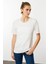 Kadın Sıfır Yaka Basic Penye T-Shirt Ekru 2