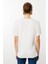 Kadın Sıfır Yaka Basic Penye T-Shirt Ekru 4