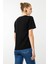 Kadın V Yaka Kısa Kollu Penye T-Shirt Siyah 4