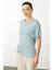 Kadın Sıfır Yaka Basic Penye T-Shirt Mint 1