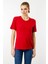 Kadın Sıfır Yaka Basic Penye T-Shirt Kırmızı 1