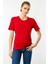 Kadın Sıfır Yaka Basic Penye T-Shirt Kırmızı 2