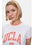 Savannah Beyaz Bisiklet Yaka Baskılı Standard Fit Kadın Tshirt 2