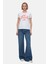 Savannah Beyaz Bisiklet Yaka Baskılı Standard Fit Kadın Tshirt 3