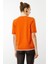 Kadın Sıfır Yaka Baklava Desenli T-Shirt Oranj 3