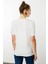 Kadın Açma Yaka Nakış Işlemeli Penye T-Shirt Ekru 4