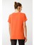 Kadın Sıfır Yaka Önü Cepli Penye T-Shirt Oranj 3