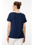 Kadın Sıfır Yaka Önü Cepli Penye T-Shirt Lacivert 3