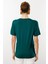 Kadın Açma Yaka Nakış Işlemeli Penye T-Shirt Yeşil 3