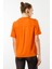 Kadın Yakası Düğmeli Penye T-Shirt Turuncu 3