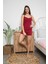 Kadın Bordo Renkli Büstiyerli Dantel Detaylı Şortlu Pijama Takımı 20010 1