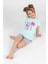Kız Çocuk Pamuklu Bisiklet Yaka Kısa Kollu Baskılı Şortlu Pijama Takımı 9243 Yeşil 1